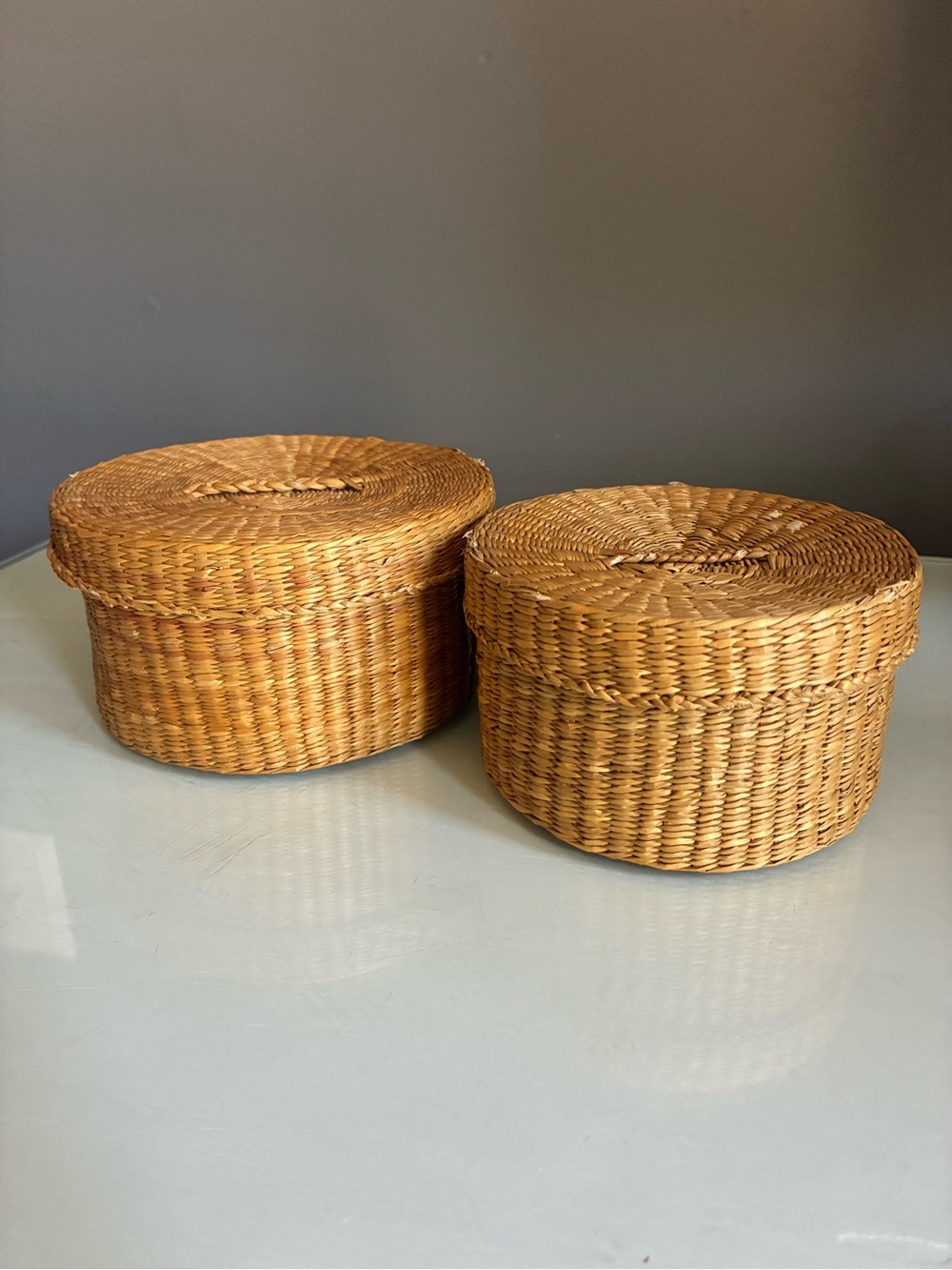 Vintage Sweetgrass Nesting Baskets Set of 2